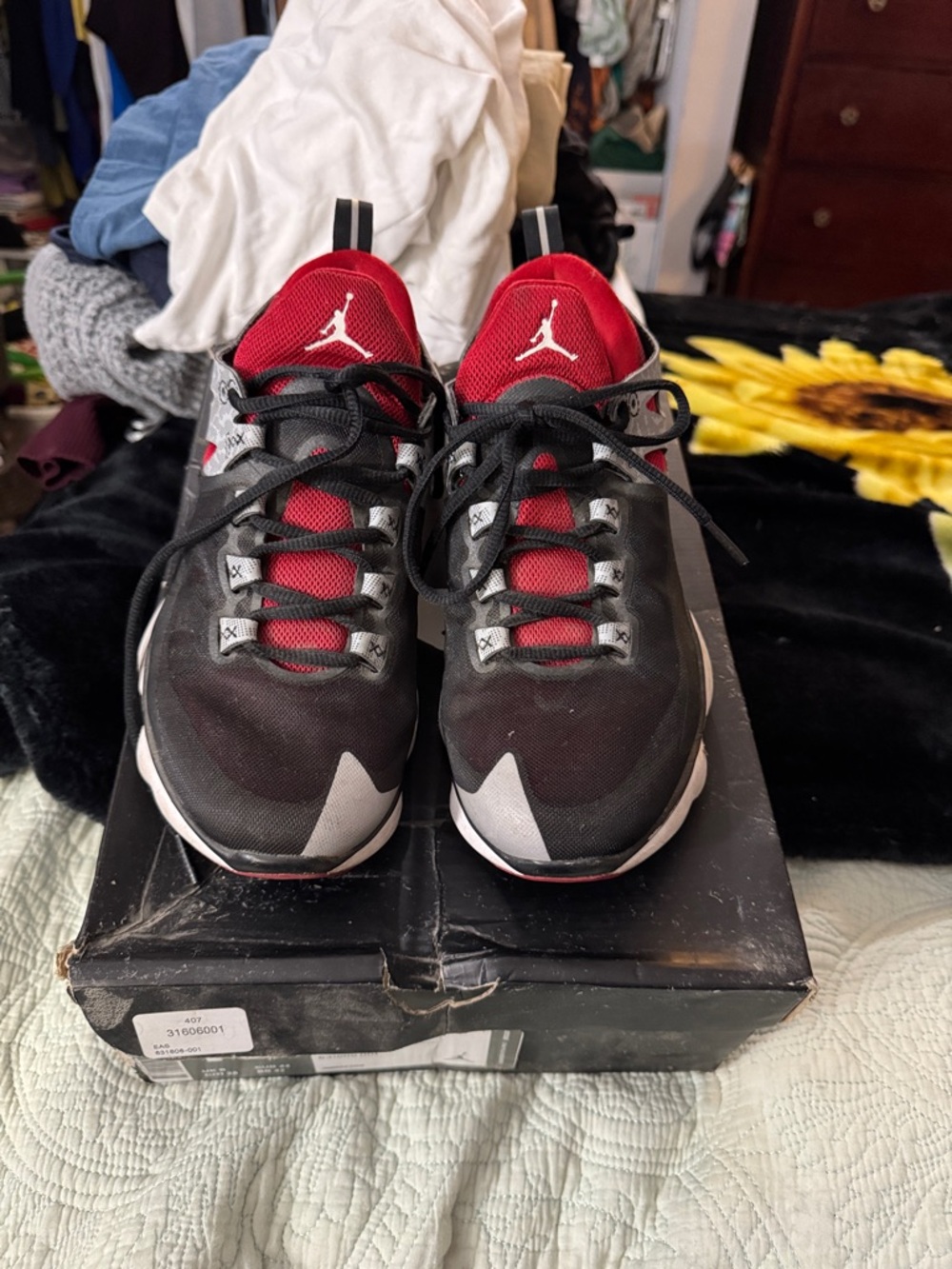 Jordan Men’s Black and Red Athletic Sneakers 2 pairs